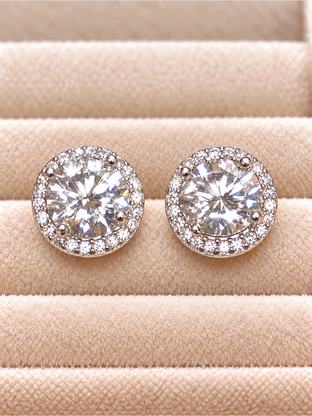2 TCW Moissanite Lab Created Diamond Earrings | Stamped S925 Silver | NIB
